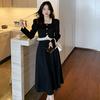 Ruffled Long-sleeved Top, Small Fragrant Skirt, Women's Autumn and Winter Fashionable Large Size Slimming Two-piece Set