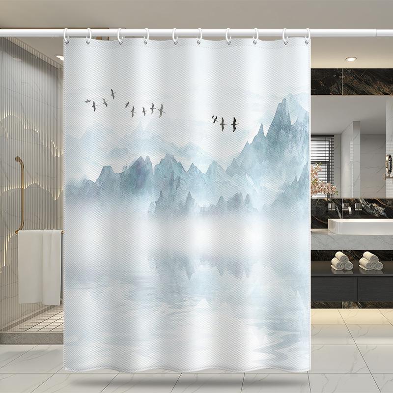 Bathroom Thickened Waterproof Curtain Mildew Proof Shower Curtain Shower Partition Curtain Shower Curtain Bathroom Curtain Free Perforation