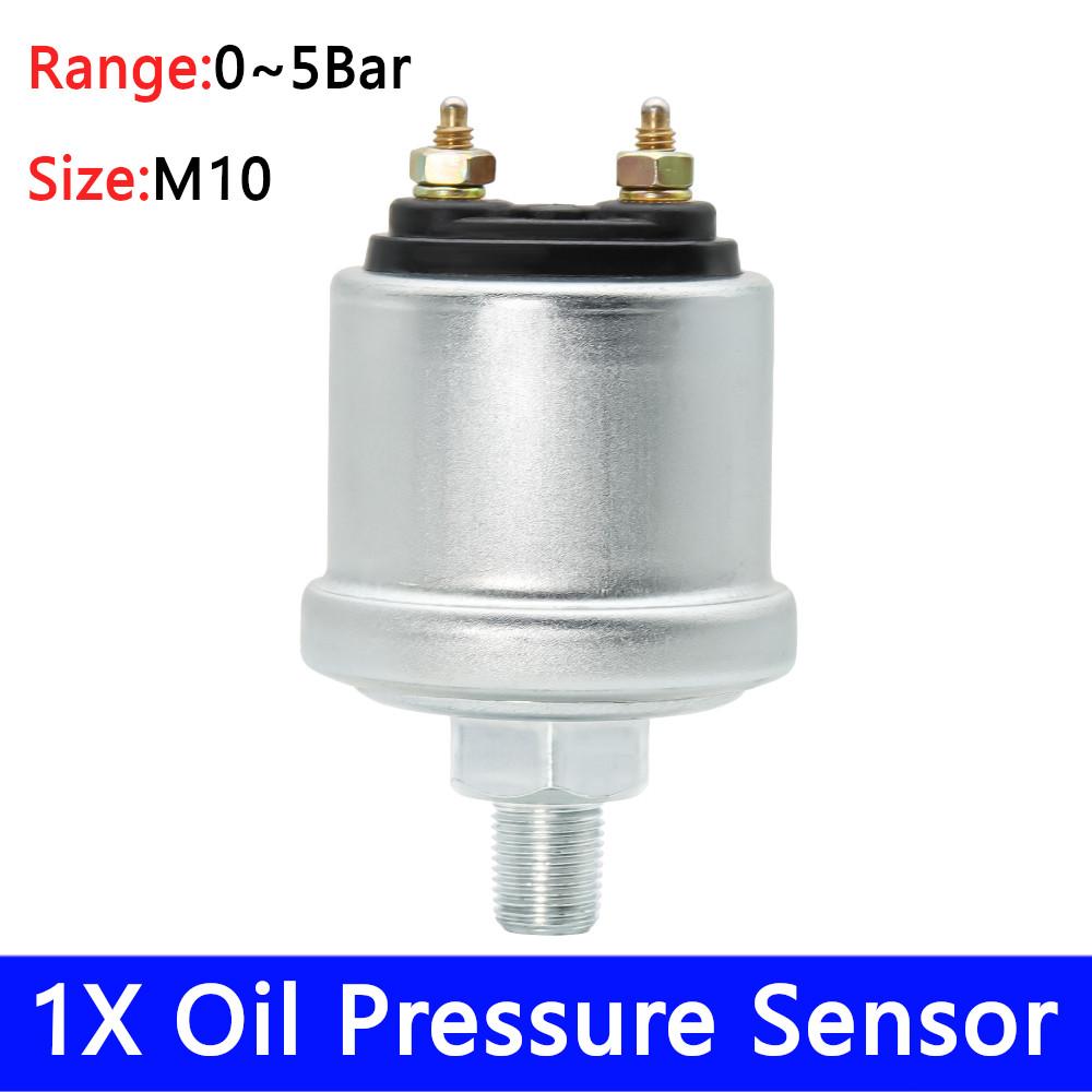 HD 1Pc Mechanical Oil Pressure Sensors NPT1/8 M10X1 Sensor Thread For 0-5 Bar 0-10 Bar 52mm Oil Pressure Gauge Sensors 9-32V M10X1 0-5Bar