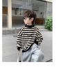 Fairy Tale Memory 2025 Boys' Striped Fleece-Lined Sweatshirt - Autumn/Winter Base Layer