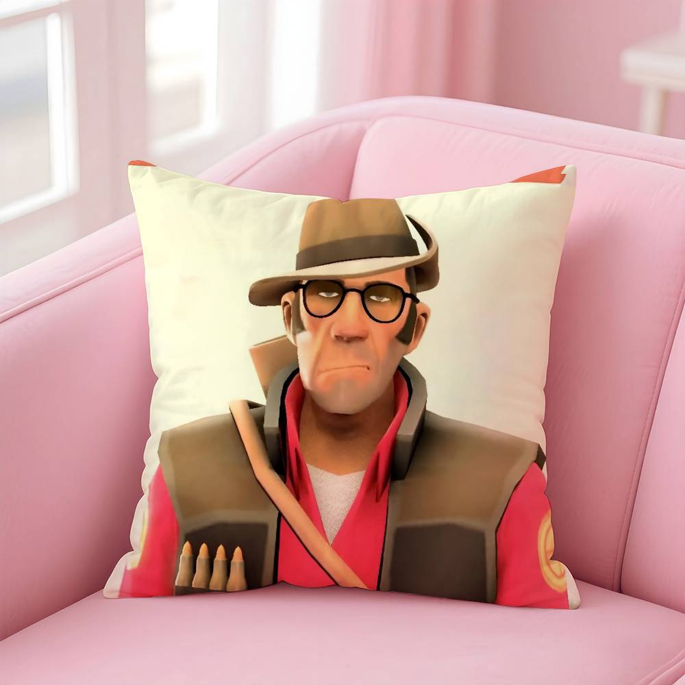 Game Hot T-Team F-Fortress 2 TF2 Pillow Case Safe Custom Photo Pillow, Anti-fade Brushed Fleece Cushion, Maternal & Infant Safe.