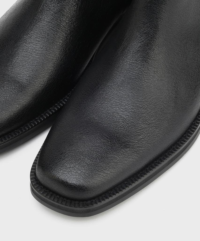 Firenze Atelier [Vibram] Minimal Semi-Square Zip-Up Boots 7430-Z [Crack Black]