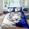 White Tiger Duvet Cover Set Queen Size Wildlife Comforter Covers Animal Print Bedding Set For Boys Girls Kids Art Bedroom Decor
