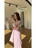 Luxury Spring 2025 Long Sleeve Silky Flowing Slim Fit Dress for Women