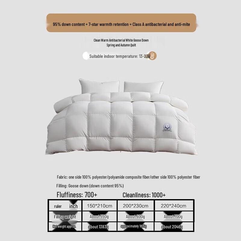 Mercury Home Textiles 95% White Goose Down All-Season Quilt