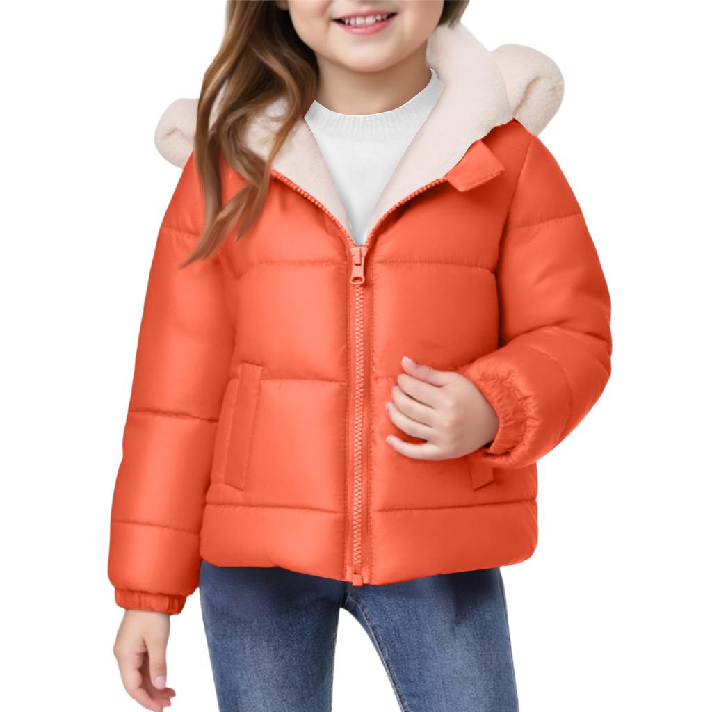 Kids' Ear Pocket Coat - Solid Color Short Cotton Jacket