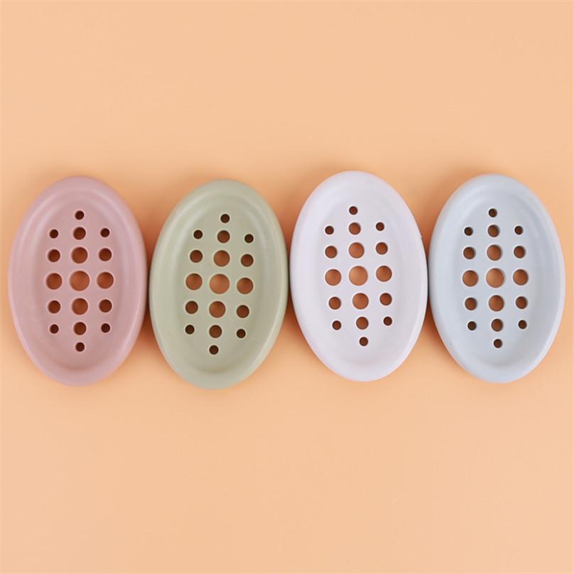 Practical Bathroom Silicone Soap Dish Holder Tray Desktop Drain Soap Box