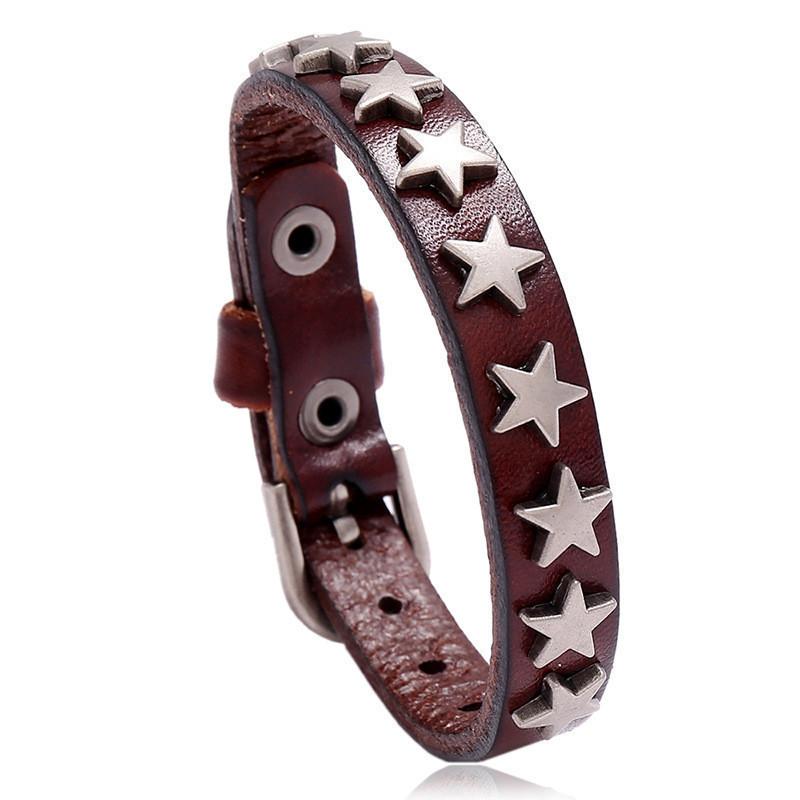 Bracelet Punk Rock Nouvelle Étoile 2025 en Faux Cuir Pour Hommes Femmes Jonc à Pointes Bijoux Gothiques Cosplay Vêtements Emo Accessoires