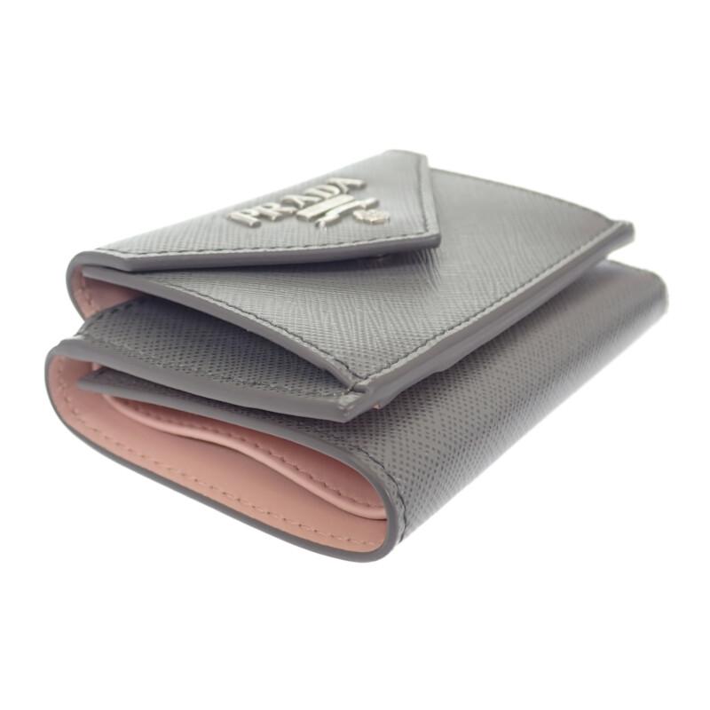 PRADA  1MH021 Tri-fold wallet gray Safiano Women