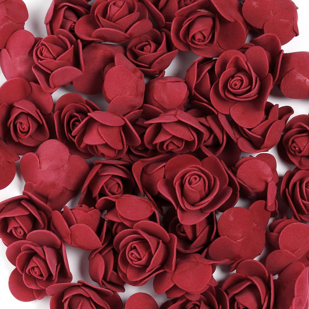 50pcs PE Foam Rose Head 3.5-4.5cm Artificial Flower For DIY Wedding Birthday Party Rose Bear Valentine's Day Gifts Garland Decor