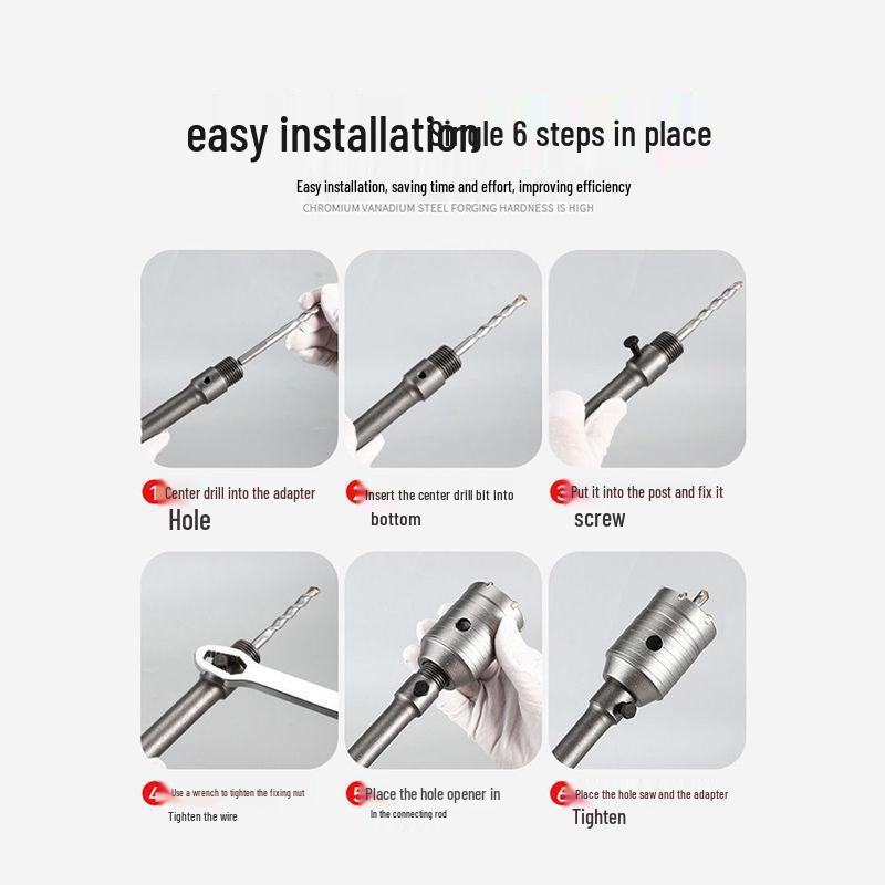 Electric Impact Drill Bit for Cement and Brick Walls - Dry Drilling Opener for Air Conditioner and Water Pipe Installations