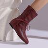 Fashion Classic Vintage Women Boots Round Toe Low Heels Zipper Lace Plus Size 46 47 48 Casual Soft Daily Mid Calf Booties