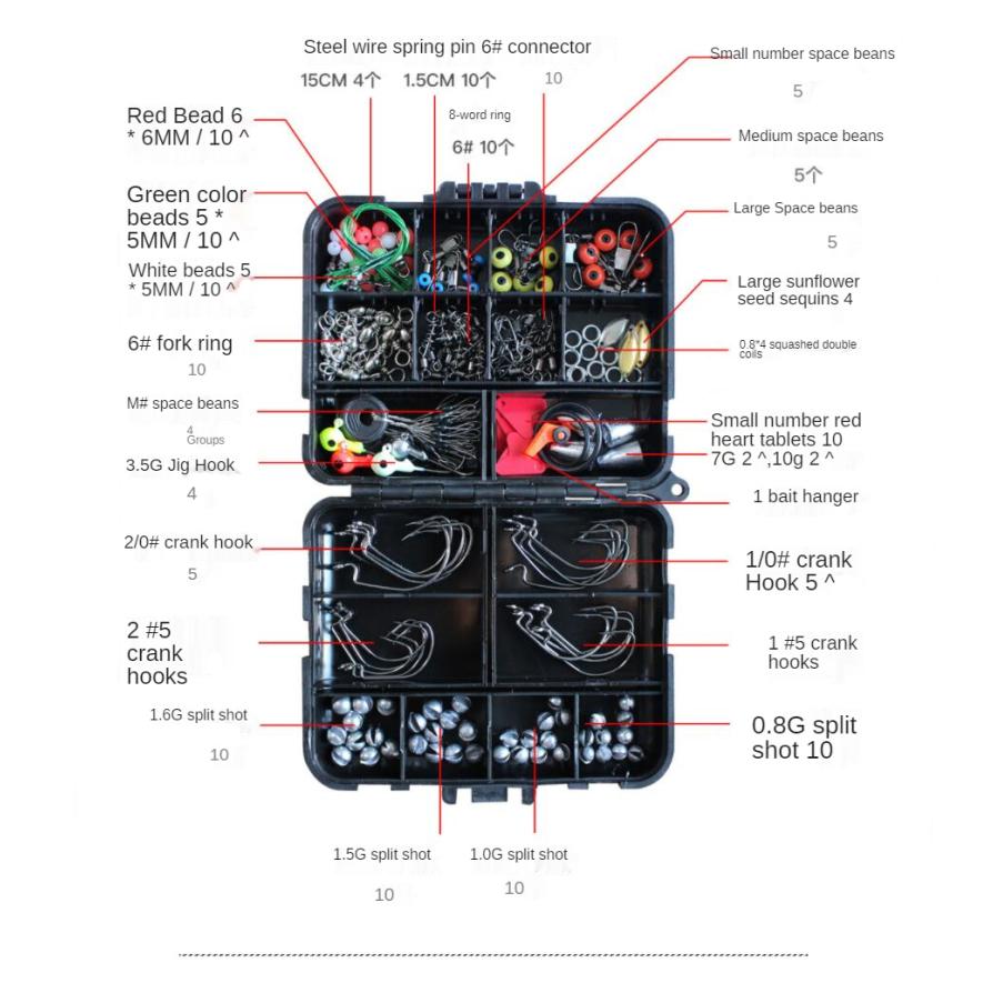 Fishing Accessories Kit Portable Tackle Box Fishing Kit Accessories Hooks Fishing Beads Tackle Box Durable Quality
