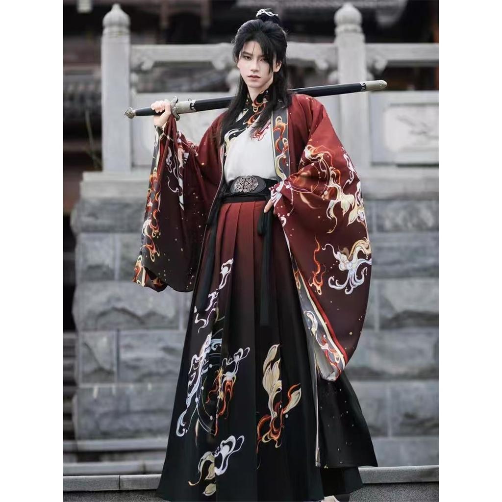 Chinese Song Dynasty Style Hanfu For Male Chivalrous Style Black Daily Suit