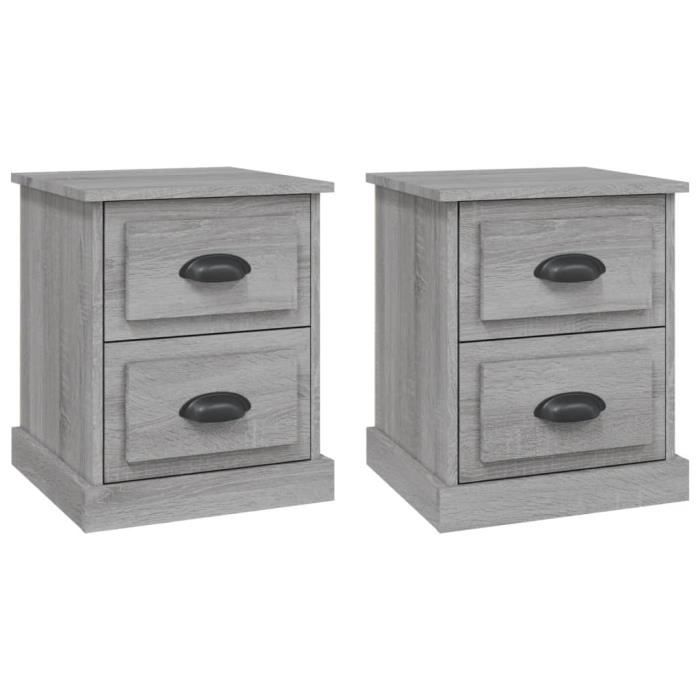 VidaXL Tables de chevet 2 pcs sonoma gris 39x39x47,5cm bois ingénierie 816157