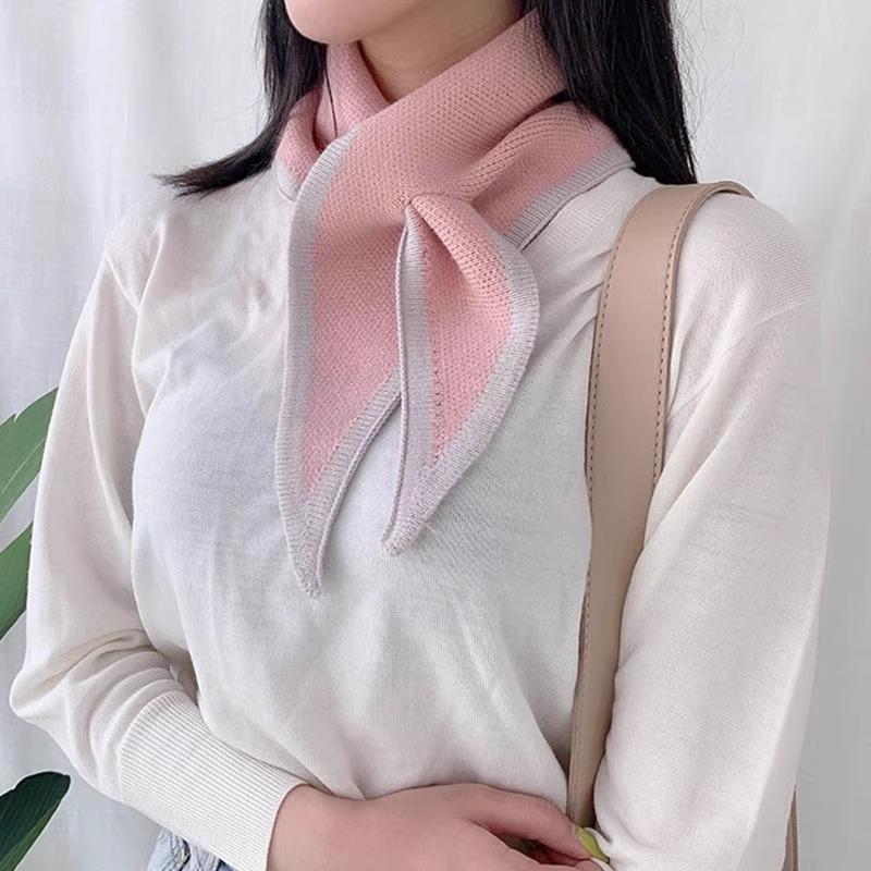 Roter Kleiner Schal Damen Dreiecksschal Winter Warm Vielseitig Koreanische Version Neuer Gestrickter Schal Herbst und Winter