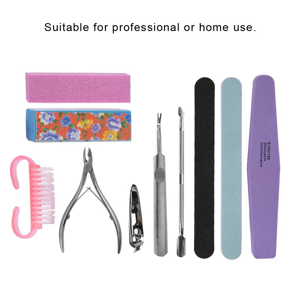 10Pcs Professional Nail Art Manicure Pedicure Tool Set Nail Sanding Sponge Files Buffer Polish