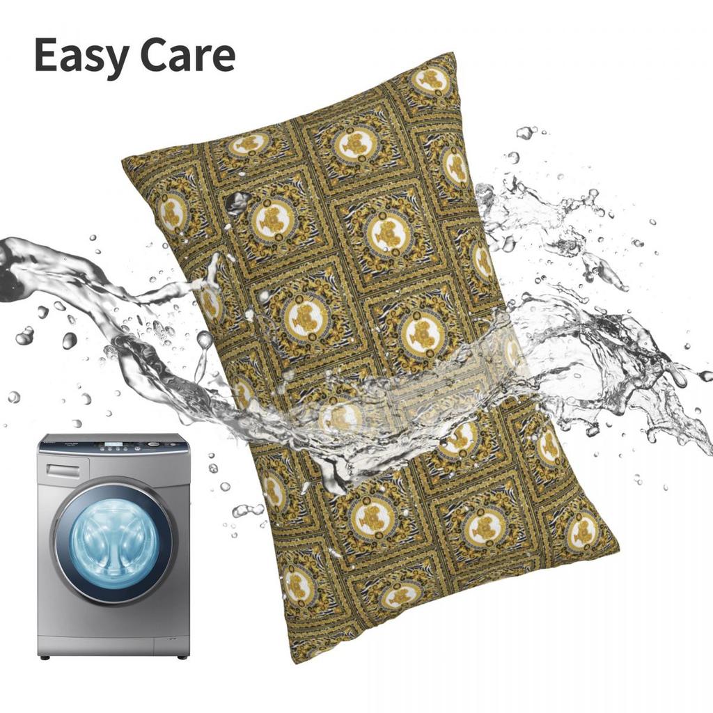 Decorative Golden Medallion Baroque  Rectangle Pillowcase Cushion Cover Decorative Bedroom Bed Home Comfort Throw Pillow