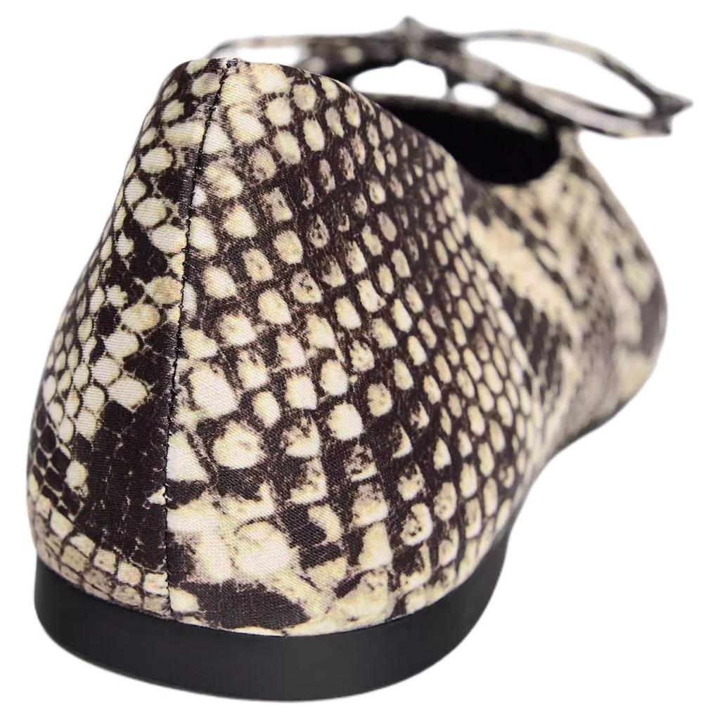 Zara Versatile Commuter Printed Pleated Bow Ballet Casual Flats 1cm Women Flats Snake-Print 13503510-38