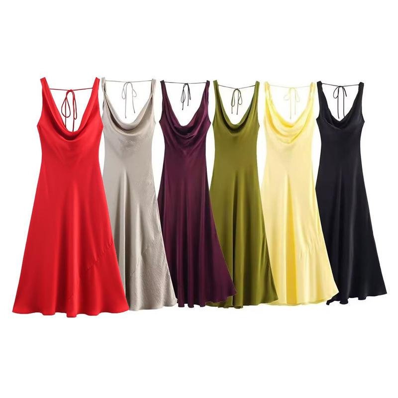 European & American Style Women's Silk Satin Dress - Sexy, Hot Girl Fashion