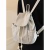 Korean Ins Lightweight Nylon Plaid Backpack 2025 New Large-capacity Lazy Wind Versatile Drawstring Tote Bag