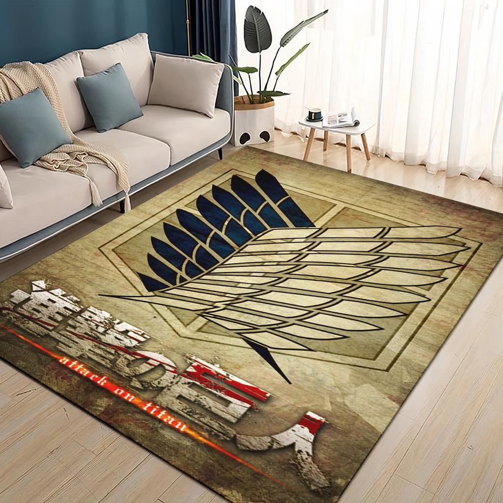 3D Cartoon Attack On Titan Eren Mikasa Anime Carpet Rug for Living Room Bedroom Home Sofa Decoration,kid Play Non-slip Floor Mat