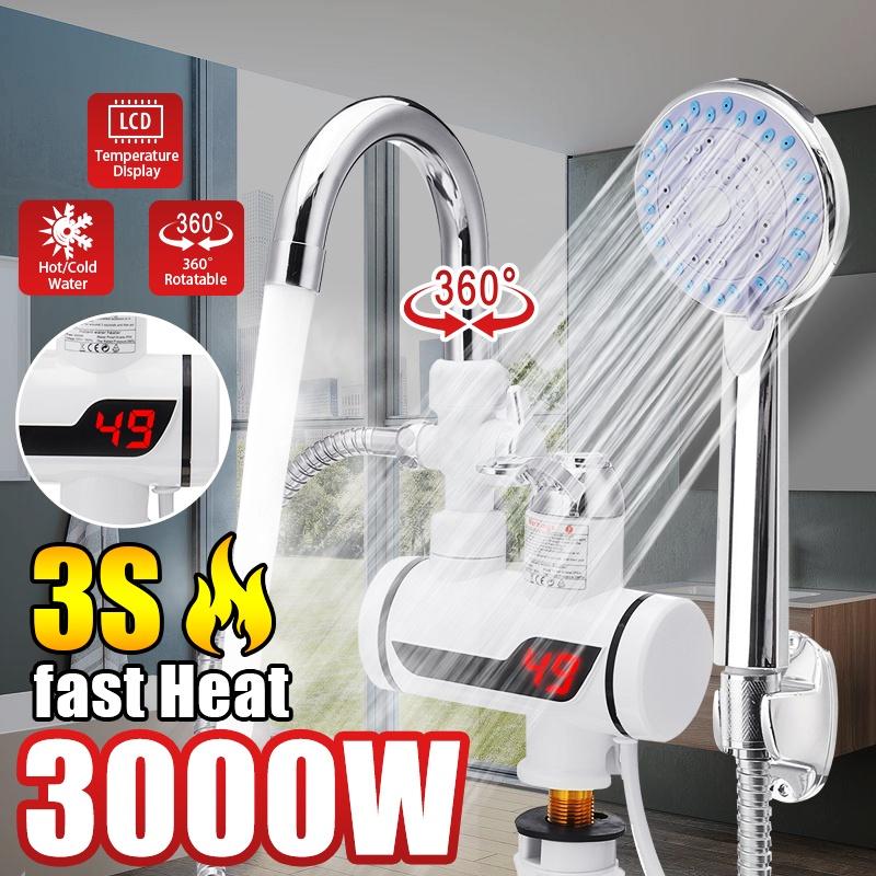220V 3000W Torneira elétrica de água quente Aquecedor Display LED instantâneo para cozinha doméstica Banheiro com chuveiro