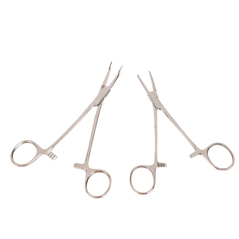 12.5/14/16/18 Cm Bent-Nose/Straight Curved Stainless Steel Locking Elbow Scissors Pliers Hemostatic Forceps Clamp Pliers