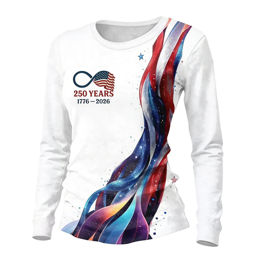 Women's Fashion Casual Printed Round Neck Long Sleeve Pullover Top