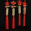 Five Emperors Coins Gourd Pendant with Chinese Knot and Tassel - Pure Copper Decorative Door Charm