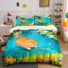 Cat Catching Fish In The Water Print Bedding Set 1 Duvet Cover 2 Pillowcases For Adult And Children Luxury Gift Full Size