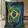 Brazil Football Printed Flannel Blanket Skin Friendly Warm Decorative Throw for Indoor Couch Bed Daily Use