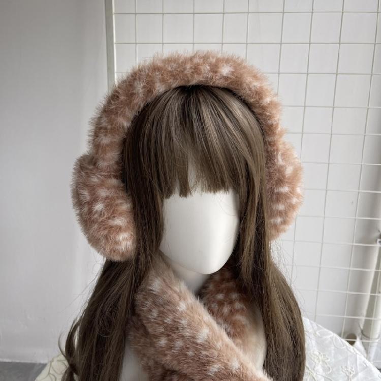 Christmas Theme Plush Hairband Scarf Ear Muffs Leg Covers For Family Gathering Winter Outfit Cosplay Costume Accessory