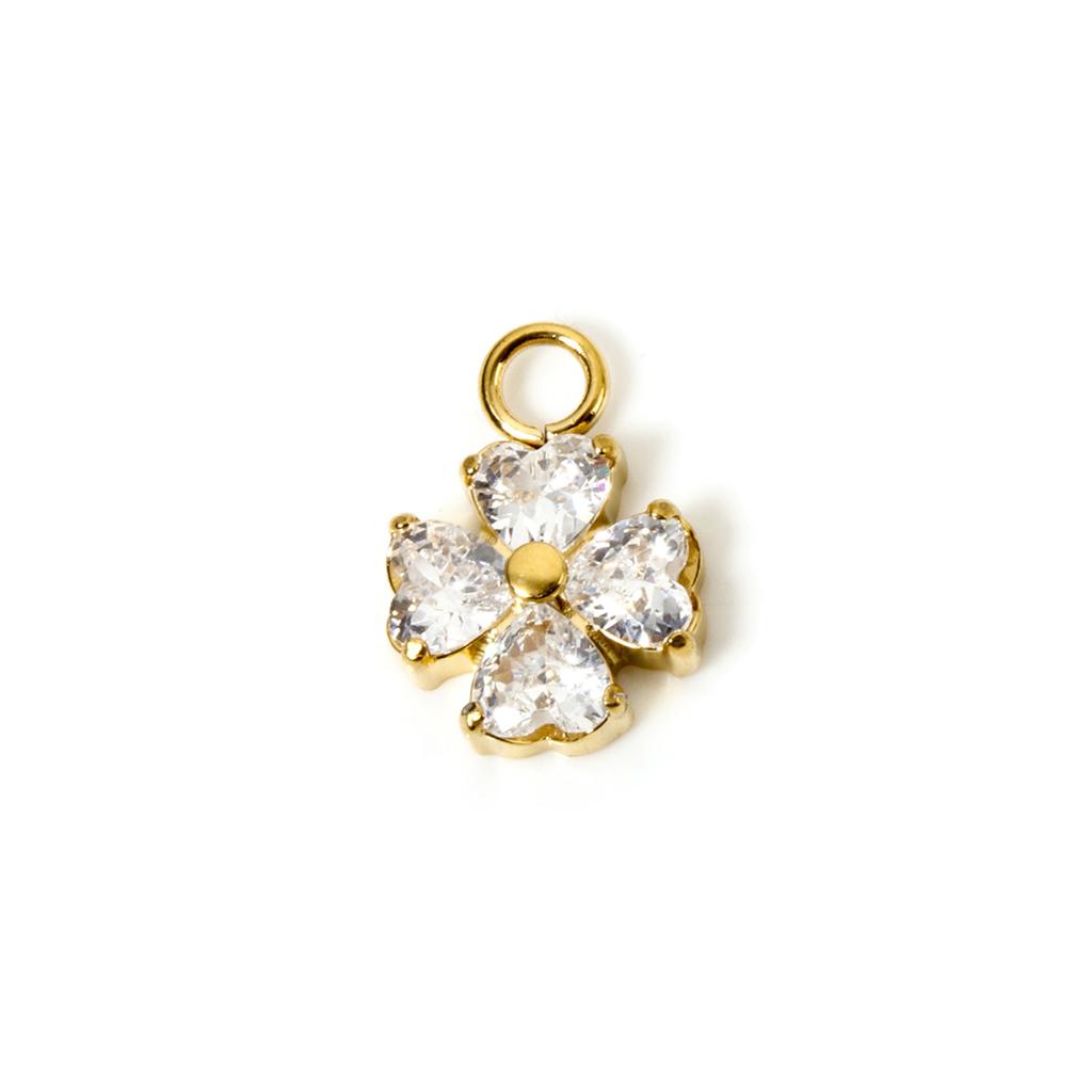 304 Stainless Steel Charms 14K Real Gold Plated Heart Bowknot Flower Pendant For Earrings Necklace DIY Making Findings, 1 Piece