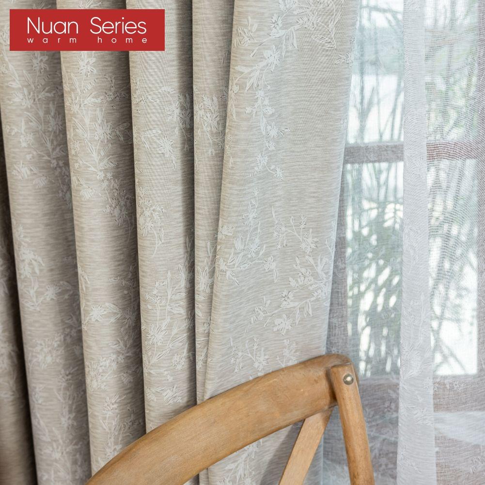 1PC Nuan Series Light Luxury Retro Solid-color Gray Fully Blackout Curtains for Bedroom Living Room Balcony Window for Home Decor