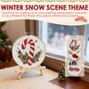 Christmas DIY Embroidery Kit Wreath Printed Pattern Cross Stitch Set Handmade Sewing Art Craft Kit for Beginners Adults Needlewo