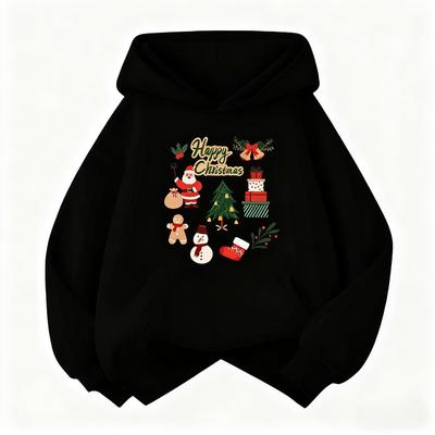 Christmas Cute Fashion Children Hooded Sweatshirt BoyGirl Autumn Winter Daily Outdoor Vacation Casual Loose Warm Soft Sportswear