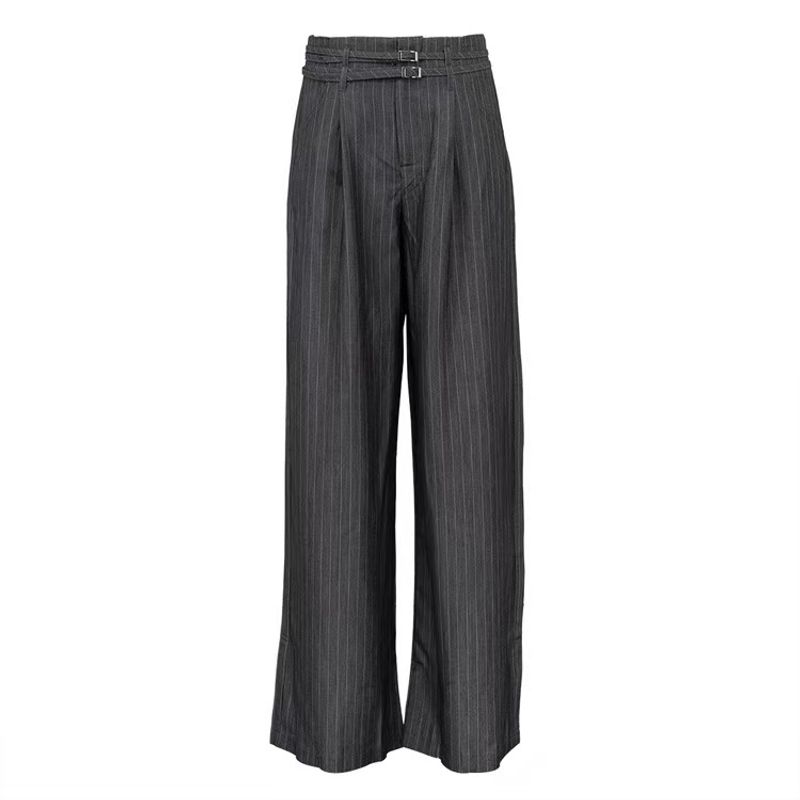 

Западный стиль Новая мода Полосатые Свободные Широкие брюки Кэжуал Полосатые Прямые брюки Gray S