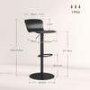 Set of 2 bar stools, height-adjustable bar chairs, backrest and footrest, 38.5x40x76.5-97.5cm, black