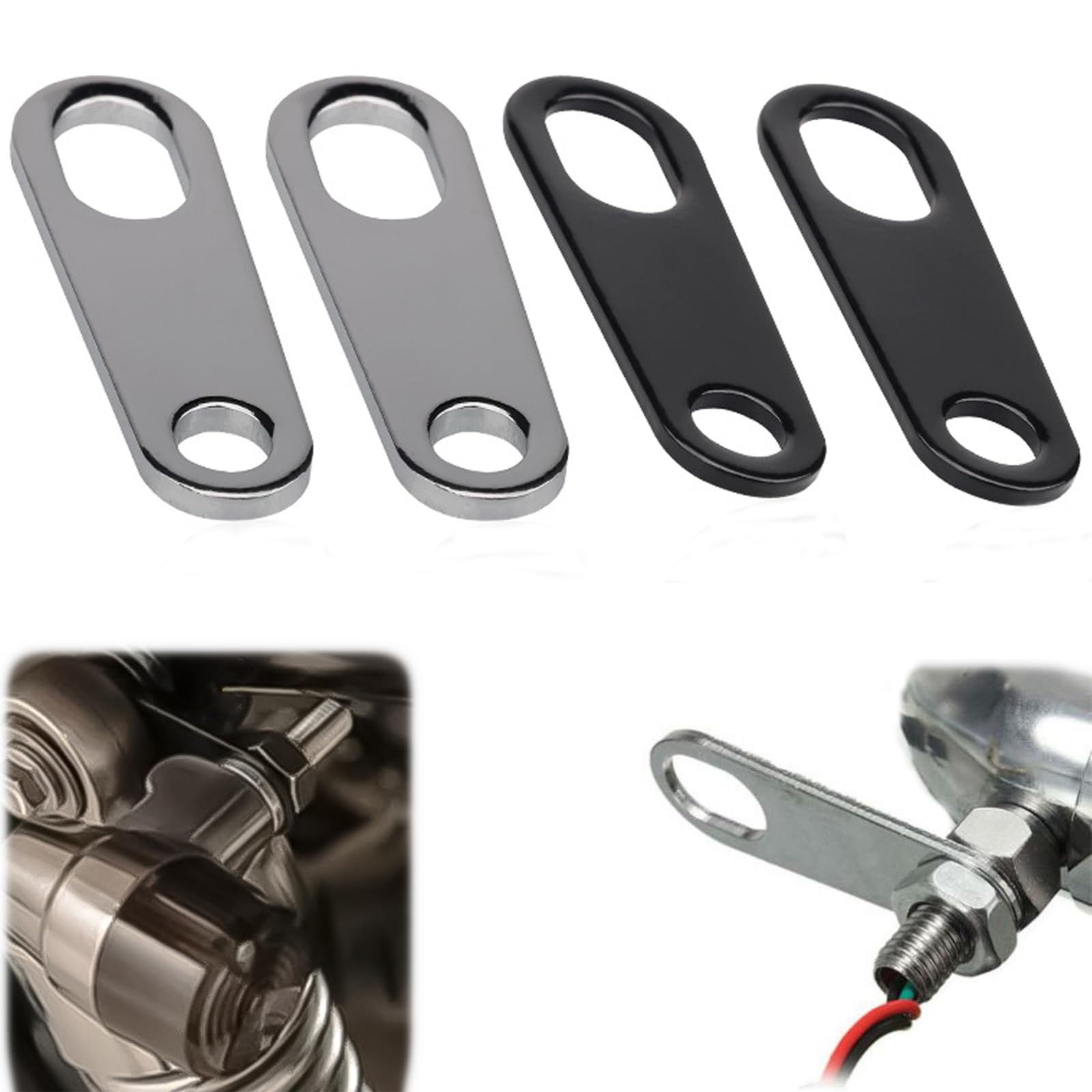 Set of 4 Motorcycle Front Rear Turn Signal Stay Base L чёрный