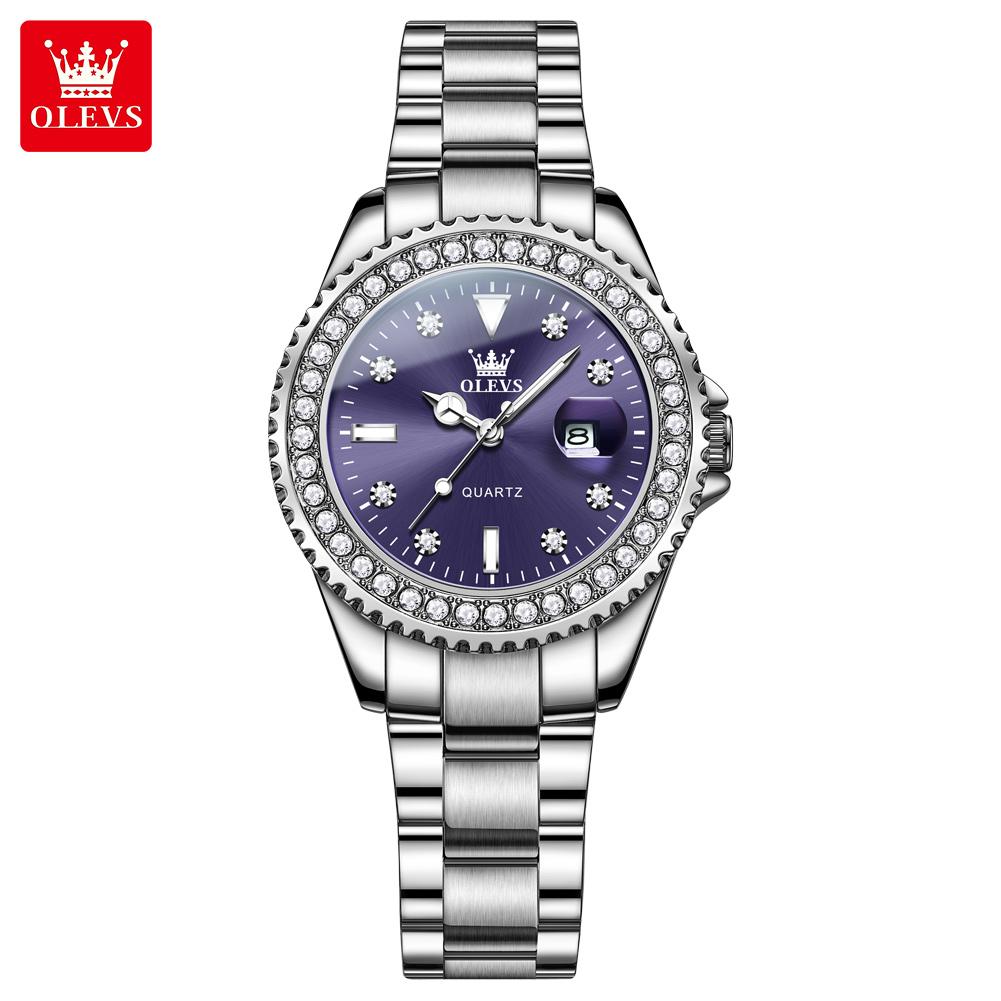 

Часы с бриллиантами и кварцем для женщин, модные элегантные женские часы, водонепроницаемые женские наручные часы из нержавеющей стали фиолетовый