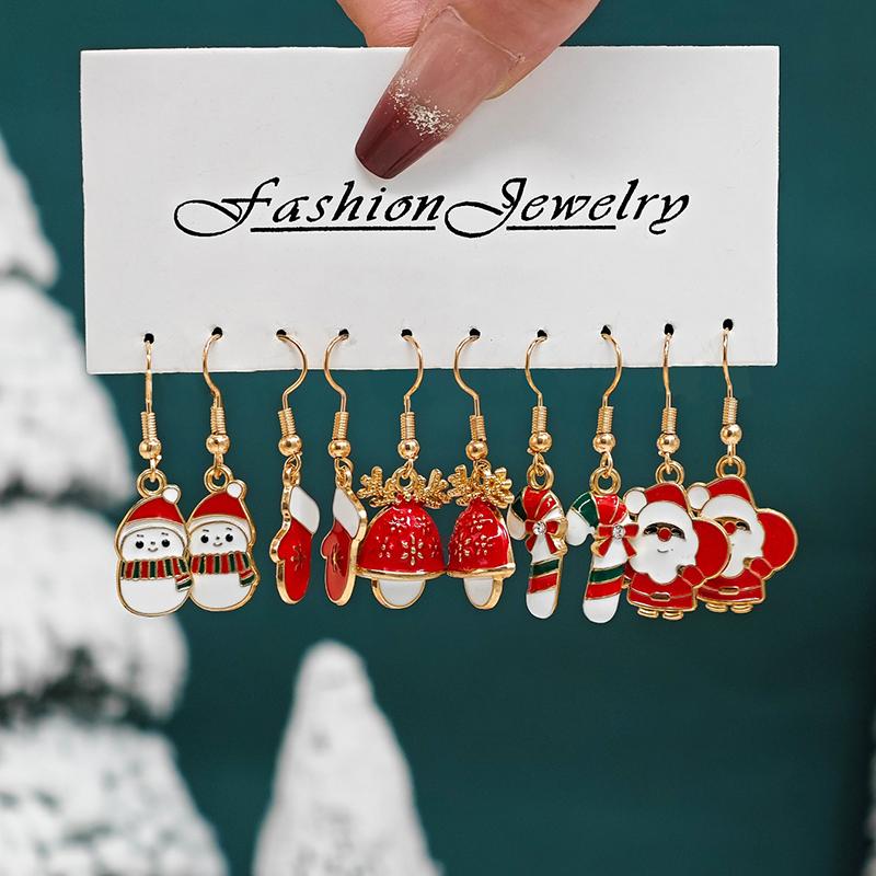 Christmas Jewelry Holiday Santa Claus Christmas Tree Reindeer Earrings Set