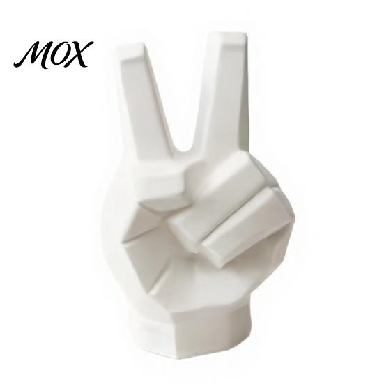 Modern Geometric Art 3D Printed Victory Gesture Hand Sculpture, Resin Statue for Home Office Decorative Figurine Desk Decor, Creative Finger Ornament