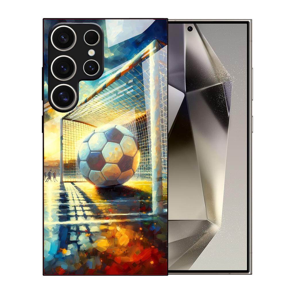 Samsung S26ULTRA Mobile Phone Case A90 Football S24 Tempered Glass Illustration A16 Black Protective Case A07