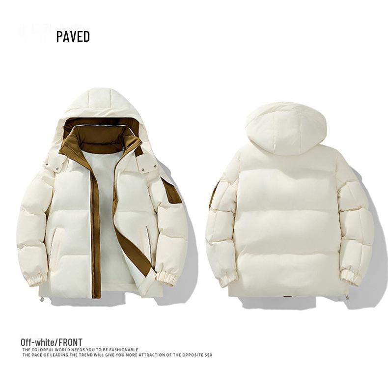 Men's Trendy Winter Hooded Puffer Jacket, Thickened Warm Cotton, 2025 Style