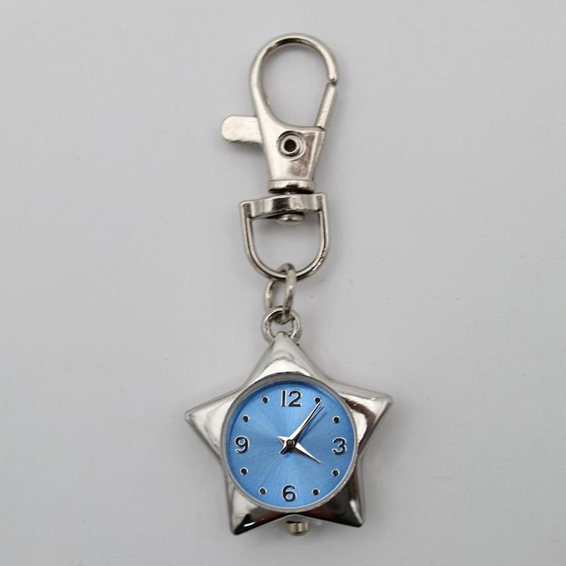 Star Pocket Watch Clock Keychain Zinc Alloy Trinkets Bag Charms Original Design Creative Pendant