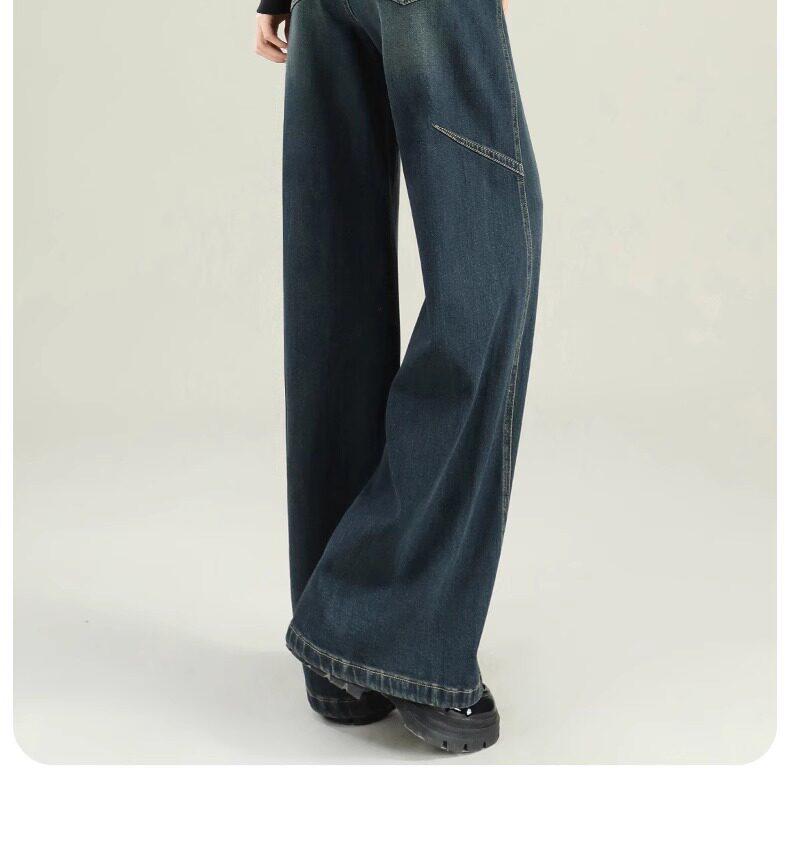 Women's 2025 Wide-Leg Fleece-Lined Jeans: Popular Loose-Fit, Plus Size, Autumn-Winter Style