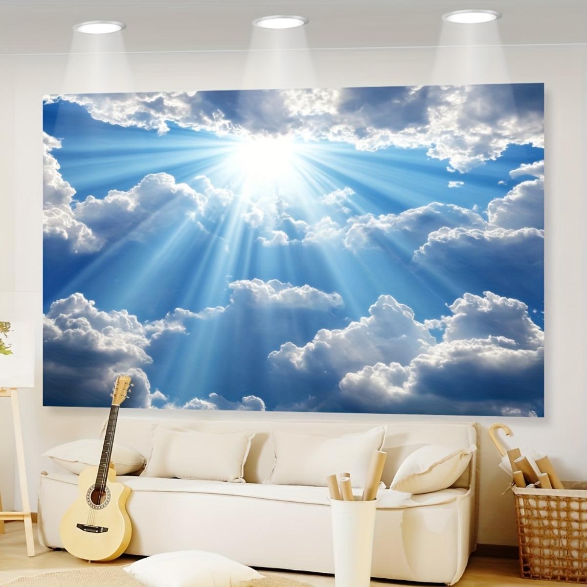

Blue Sky Cloud Sunlight Ray Nature Scenery Wall Tapestry Peaceful Atmosphere Home Office Bedroom Decor Inspirational Landscape 74x94cm(29x37in)