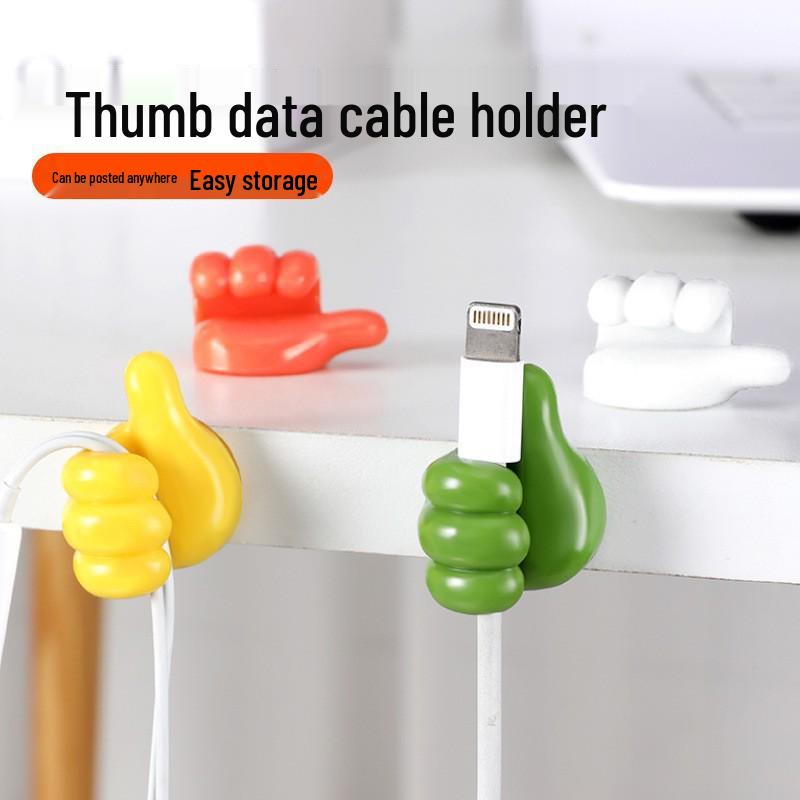 

Thumb Hook Cable Organizer: Traceless Sticky Holder for Desktop and Wall Charging Cable Storage