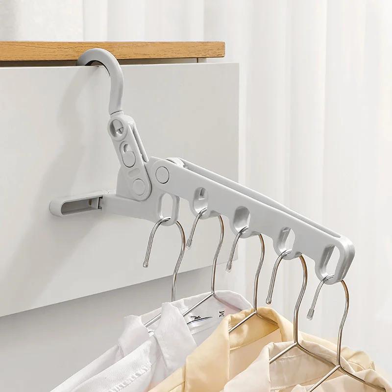 Foldable Travel Hanger Folding Clothes Drying Rack Travel Hangers Portable Hanging Rack with 5 Holes for Hotel Camping Travel